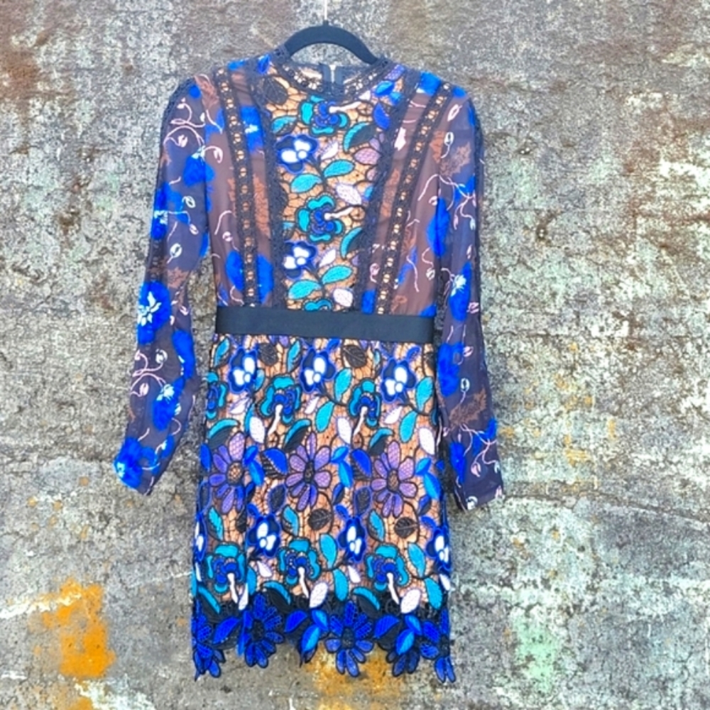 Black & Blue Lace LEA Mini Dress